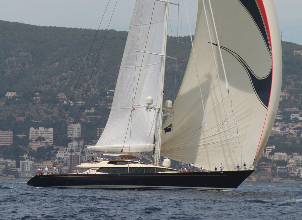 Superyacht Tiara 177 foot Sloop. At 18m, bottom batten on Tiara is longest manufactured to date by C-Tech © SW