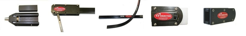 Adjusting Carbon Luff Receptable           Full-length Leech Battens                Non-Adjusting Acetyl Luff Receptacle © SW