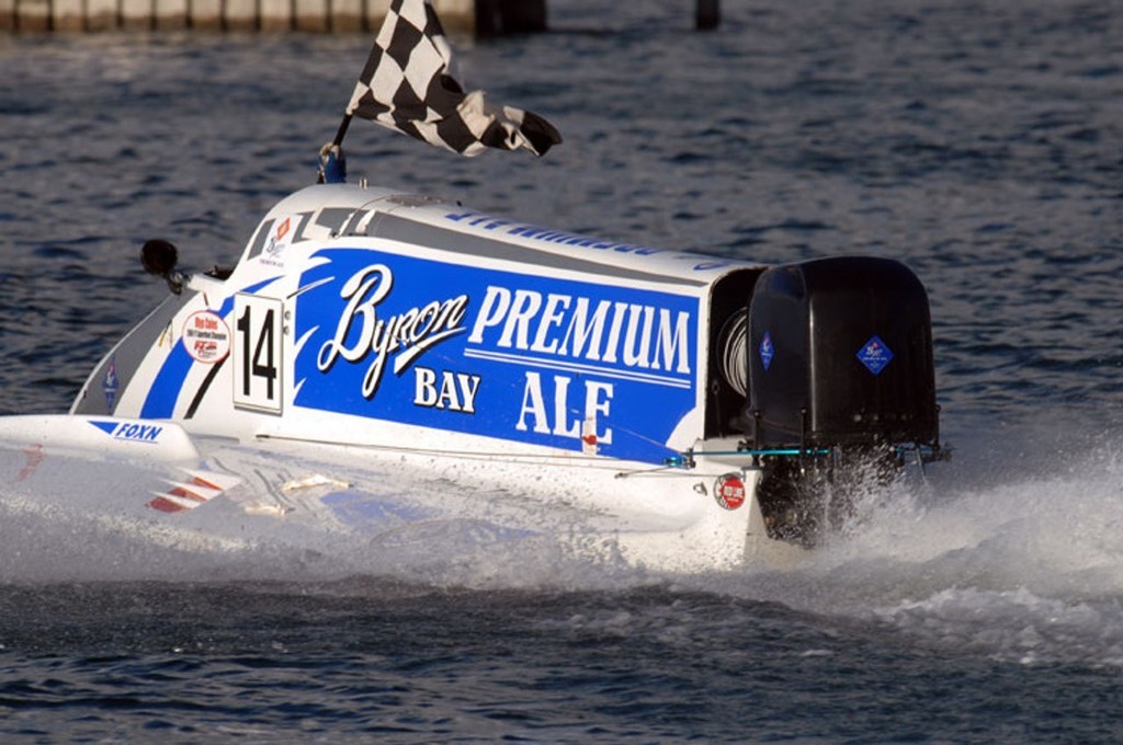 Rhys Coles - Byron Bay Premium Ale - XLR8 Home Loans Australian Formula 1 Superboat series Geelong 2008 photo copyright Australian F1 Superboat Series - f1boat.com.au http://www.f1boat.com.au taken at  and featuring the  class