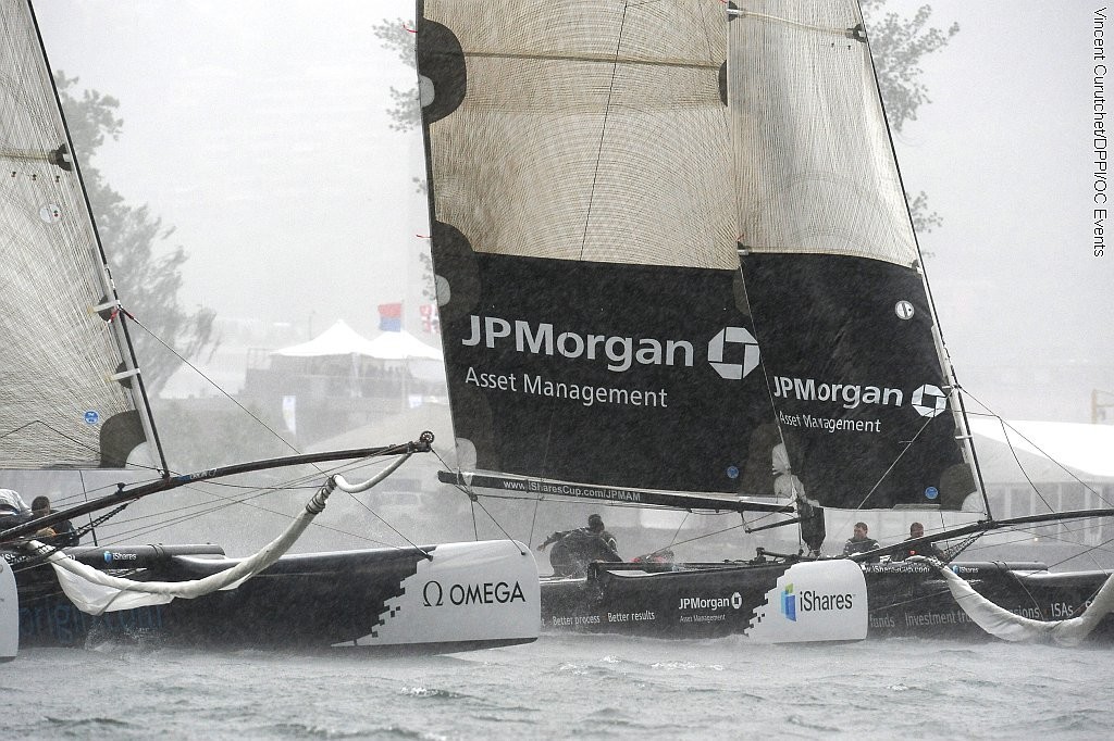 iShares Cup, Lugano day 1 - JPMorgan Asset Management sail in the rain squall © Vincent Curutchet/DPPI/OC Events