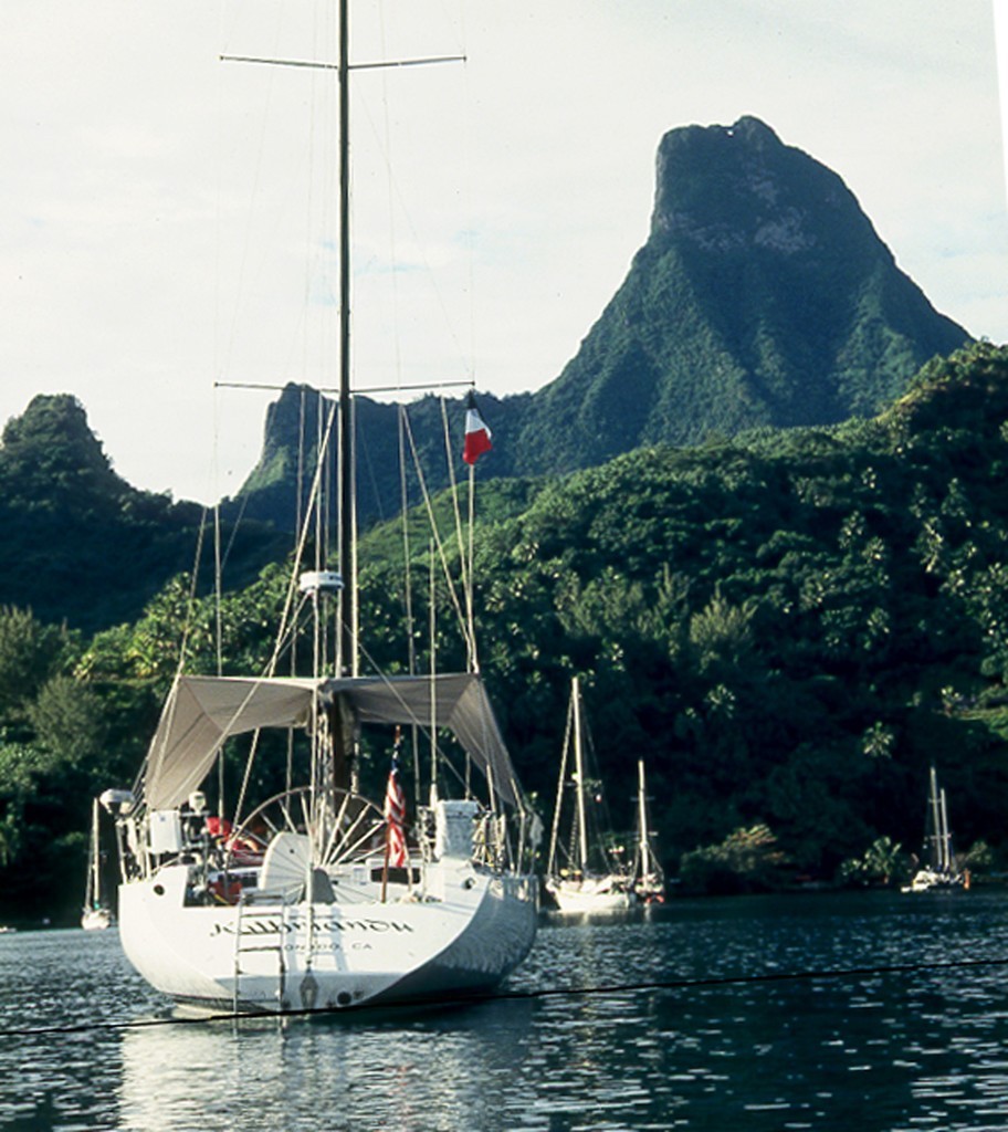 Kathmandu in harbor at Moorea  / Photo by Tom Fisher  ©  SW