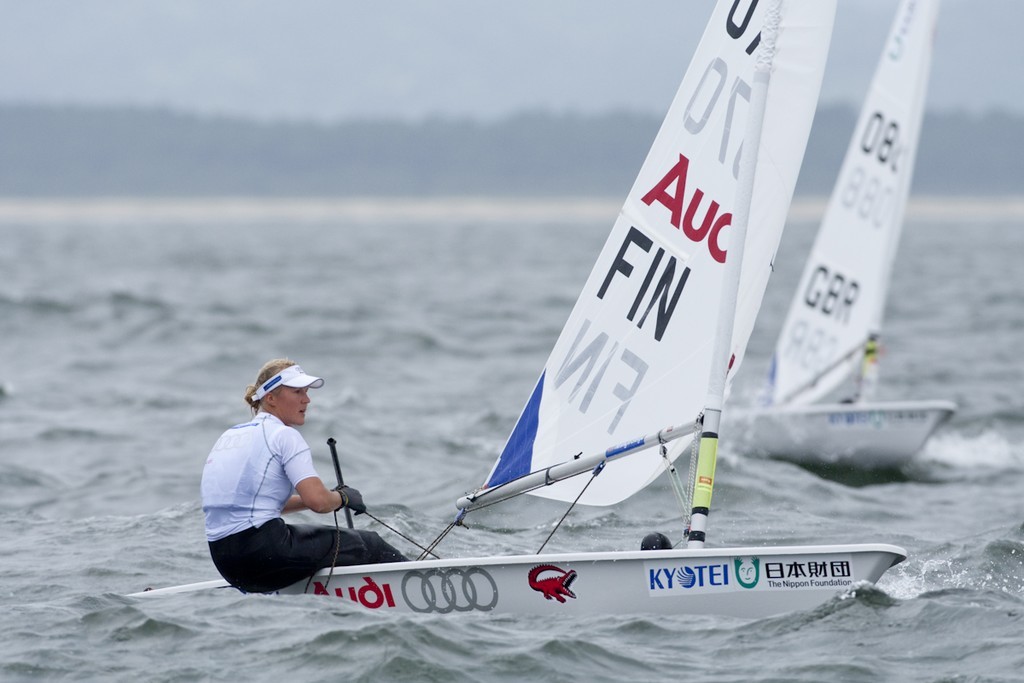 Karatsu’s unusual cool weather gave Sari Multala strong wind for her liking to win the Laser Radial Womens Worlds in Japan © K. Matsumoto 09 Karastsu Radial Worlds