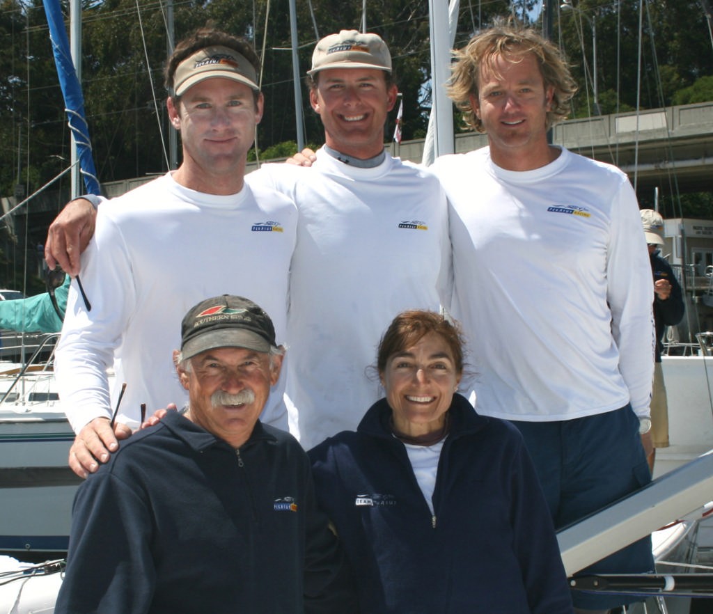 The winning Pegasus 505 team of (front) Dave Ullman and Shana Phelan and (rear) Andy Estcourt, Bill Hardesty and Brent Ruhne.  - 2007 Fullpower Melges 24 World Championship © Rich Roberts http://www.UnderTheSunPhotos.com