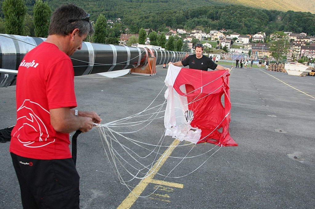 Alinghi 5 readies for lift off - flight for Genova, Italy © M. Martinoli