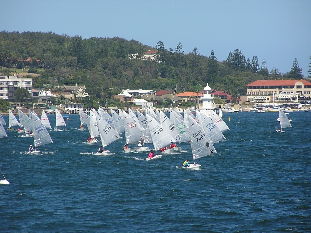 Matt Graham in Back in Black leads the field of seniors in a heat at the Sabot nationals. He finished second overall - 44th Australian Sabot Championship photo copyright John Payne http://www.johnpaynephoto.com taken at  and featuring the  class