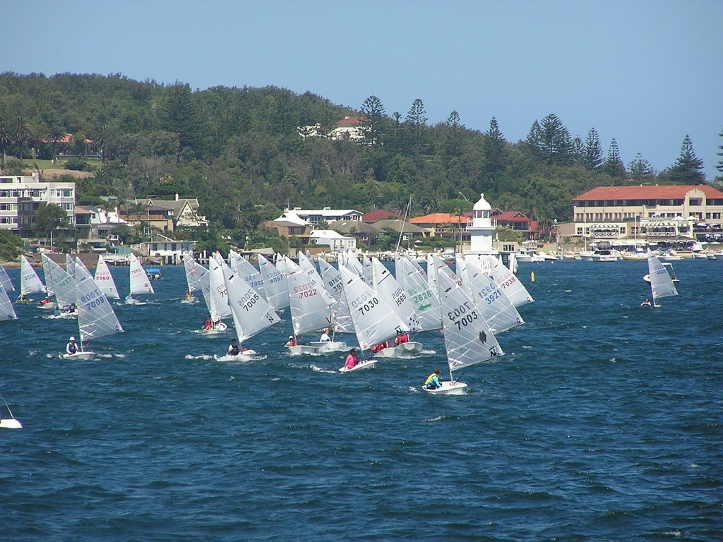 Matt Graham in Back in Black leads the field of seniors in a heat at the Sabot nationals. He finished second overall - 44th Australian Sabot Championship © John Payne http://www.johnpaynephoto.com