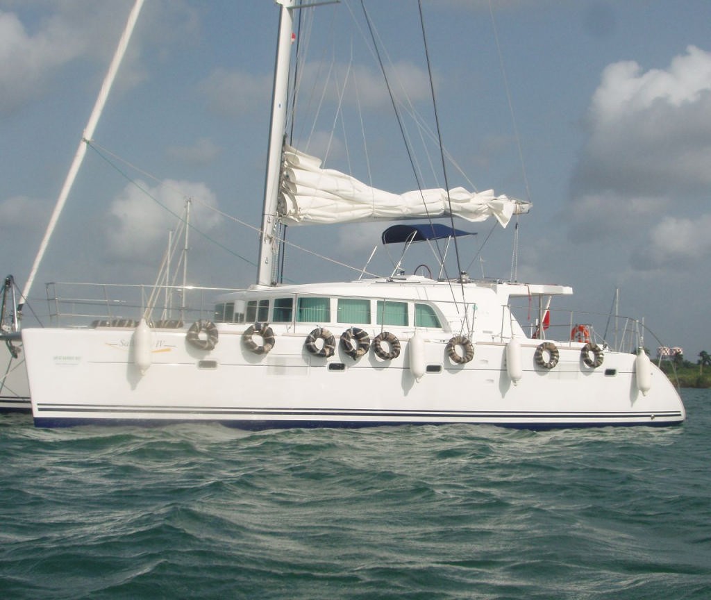 protective fenders - tyres for Canal passage - Sailaway IV' delivery trip photo copyright Sailaway Port Douglas . www.sailawayportdouglas.com taken at  and featuring the  class