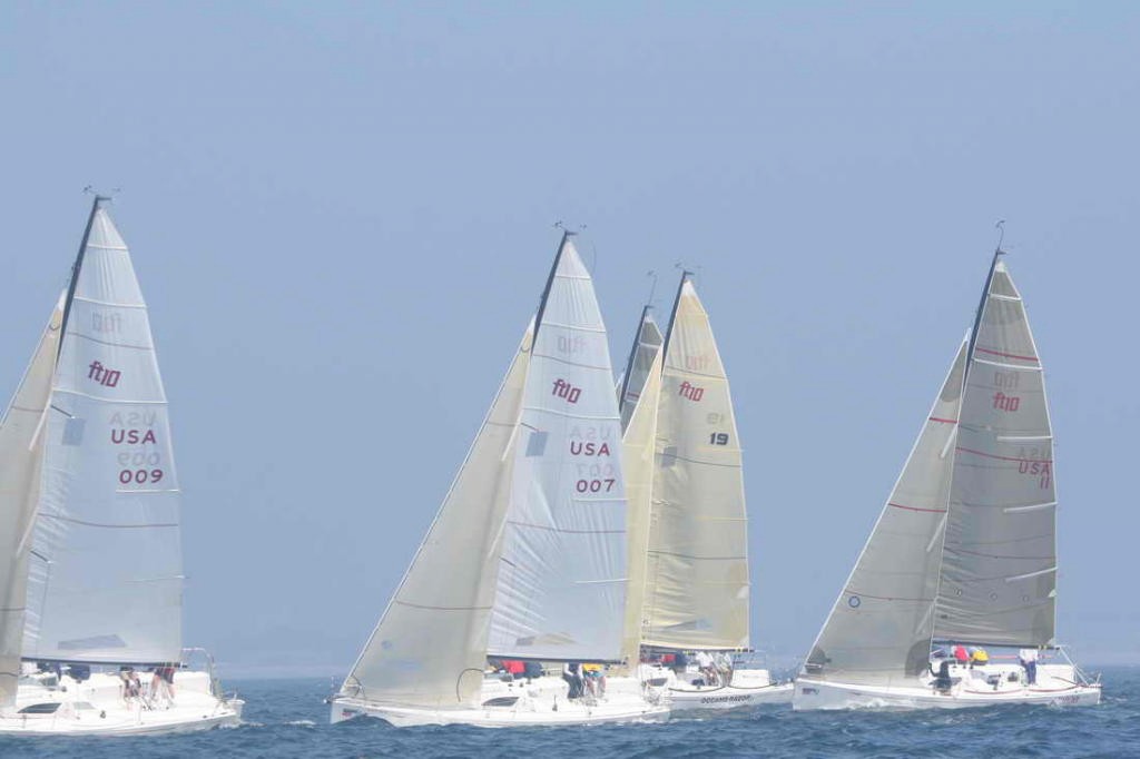 Start of the FT10 at the 2007 NOOD in San Diego, with overall winner Anarchy (right)off to a slow start. photo copyright Dennis St.Onge www.da-woody.com taken at  and featuring the  class