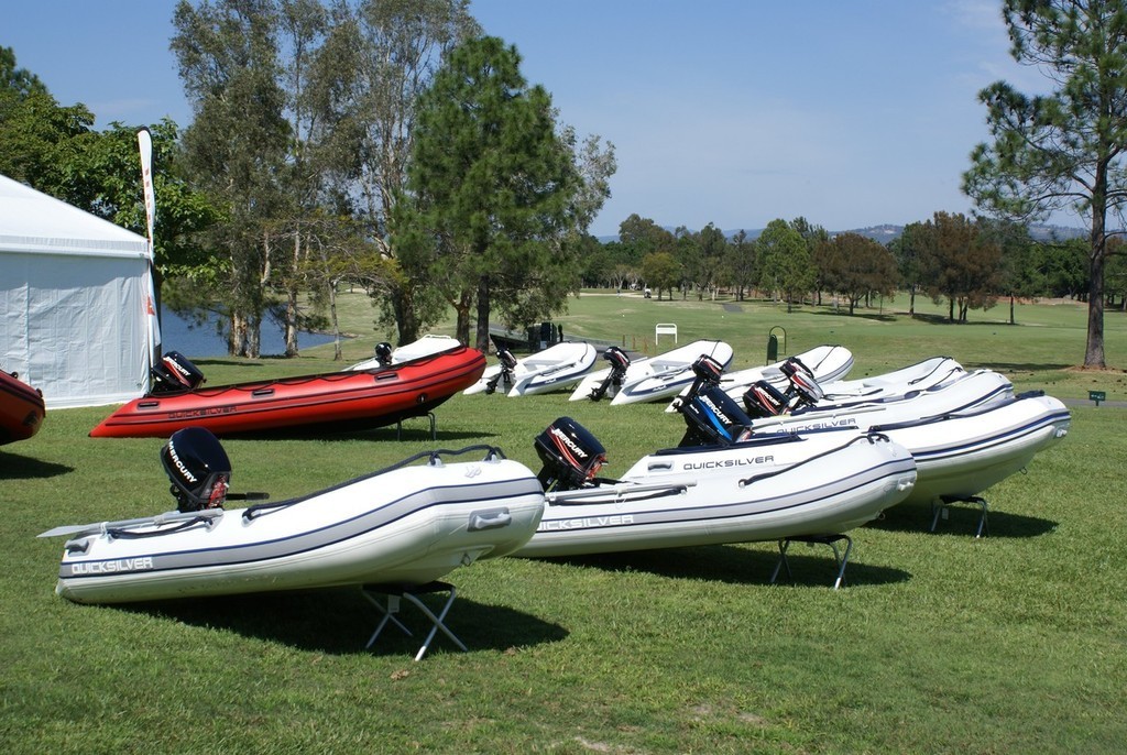The full range of the latest Quicksilver inflatables decorating the lawns outside the Royal Pines Resort during the Mercury Marine Expo. - Mercury Marine ’07 Expo © Powerboat-World.com http://www.powerboat-world.com