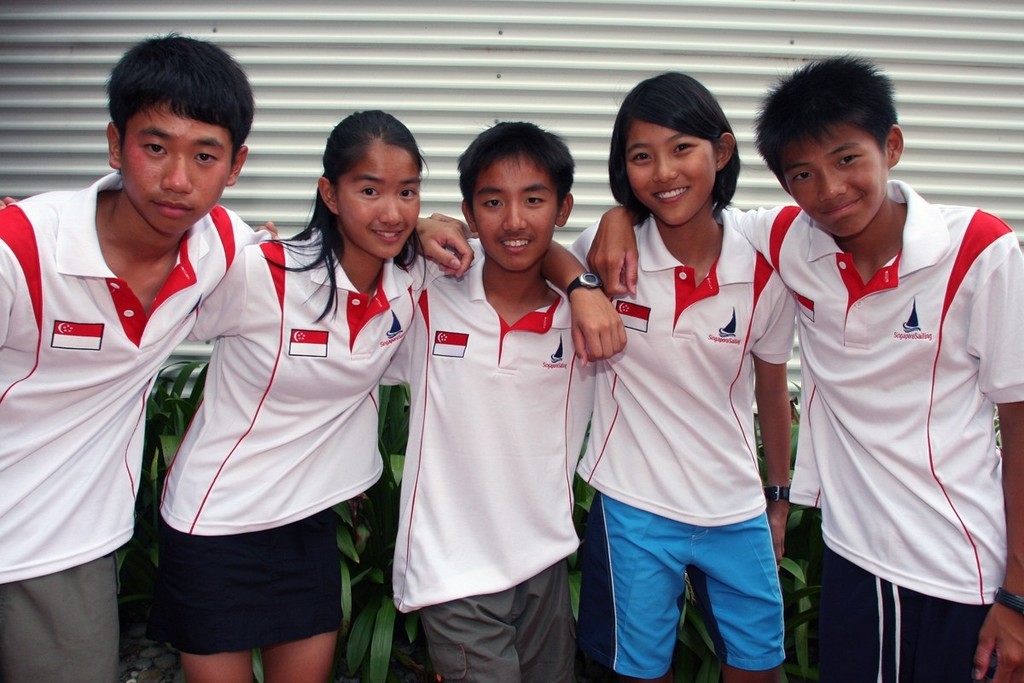 Singaporeworldsteam.jpg – From left to right: Lionel Low, Daniella Ng, Luke Tan, Rachel Lee, Russell Kan photo copyright SingaporeSailing taken at  and featuring the  class
