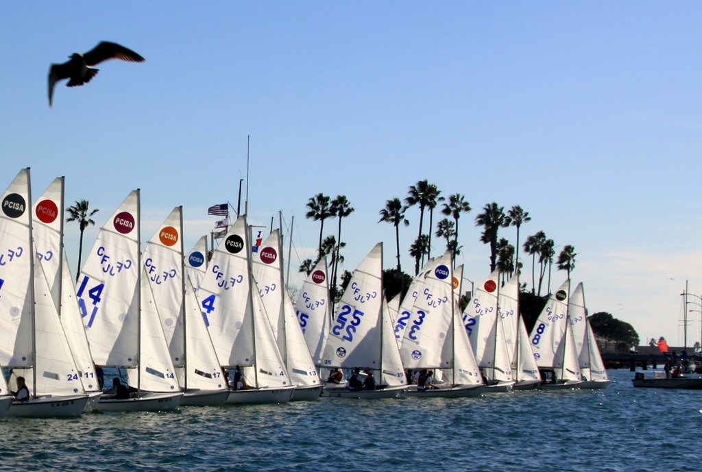 Not much room on the start line - 25th Rose Bowl Regatta Day 1 &copy; Rich Roberts http://www.UnderTheSunPhotos.com