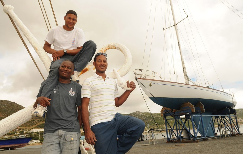 Marcello Burricks, skipper ably assisted by his enthusiastic crew  (left) Eric Ntetana and (right) Kader Williams - 2009 Heineken Cape to Bahia photo copyright Voortrekker . taken at  and featuring the  class