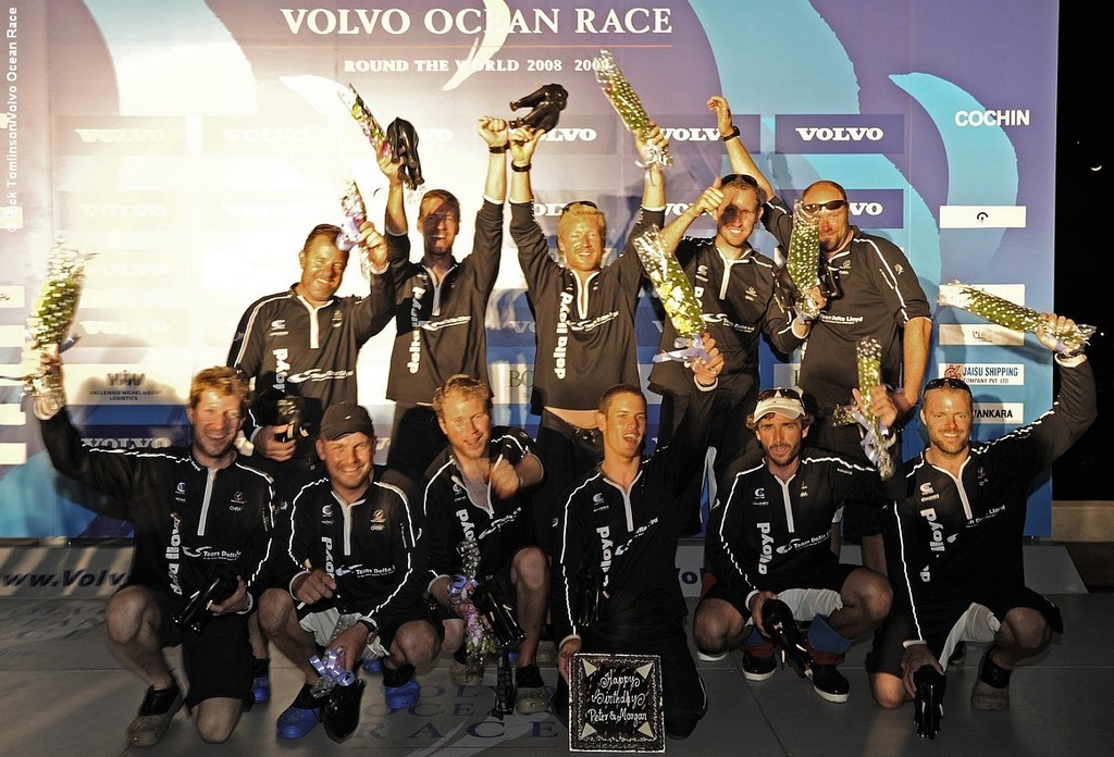 Delta Lloyd, skippered by Roberto Bermudet de Castro from Spain, finishes leg 2 of the Volvo Ocean Race from Cape Town, South Africa to Cochin, India © Rick Tomlinson/Volvo Ocean Race http://www.volvooceanrace.com