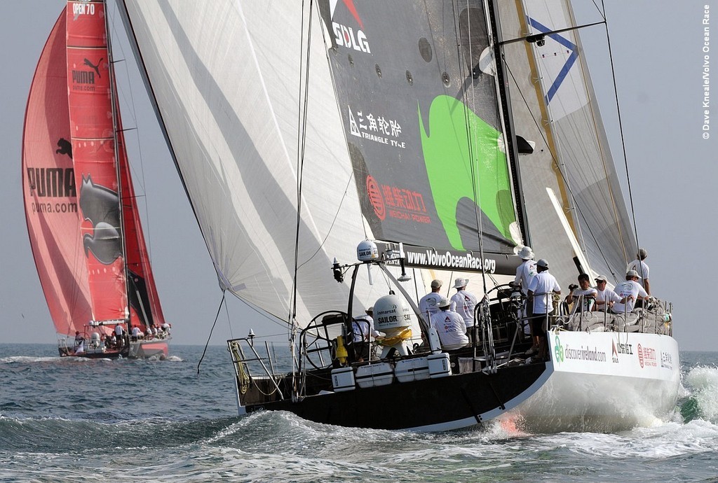 PUMA Ocean Racing leads Green Dragon at the start of Leg 3 of the Volvo Ocean Race 2008-09  ©  David Kneale/Volvo Ocean Race http://www.volvooceanrace.com/
