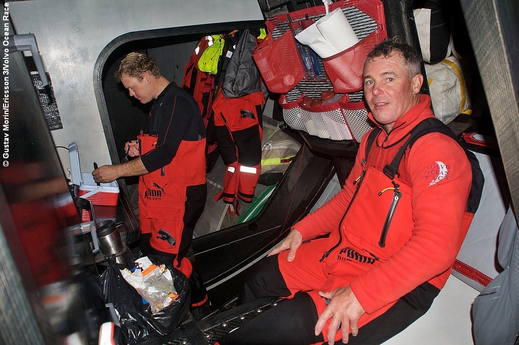 Erle Williams takes a break, onboard PUMA Ocean Racing, on leg 7 from Boston to Galway photo copyright Rick Deppe/PUMA Ocean Racing/Volvo Ocean Race http://www.volvooceanrace.org taken at  and featuring the  class