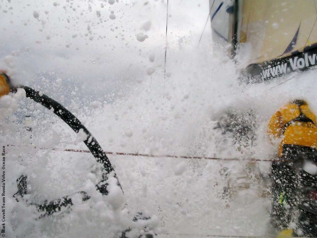 Team Russia in rough weather as they hit the low pressure wind currents on the home straight to Cape Town, on leg 1 of the Volvo Ocean Race © Mark Covell/Team Russia/Volvo Ocean Race http://www.volvooceanrace.org