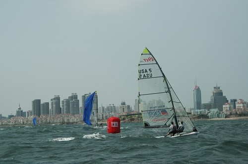 49ers enjoy the first real breeze at the Pre Olympics, Qingdao, Day 8 © Sailing2008.com