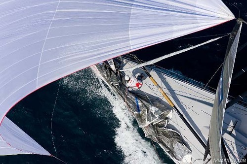 Audi Region of Sardinia Trophy. Day 1, Race 3.<br />
Crew on deck of TP52 RUSAL-SYNERGY (RUS) in downwind leg.<br />
 © Th.Martinez/Audi MedCup http://2008.medcup.org