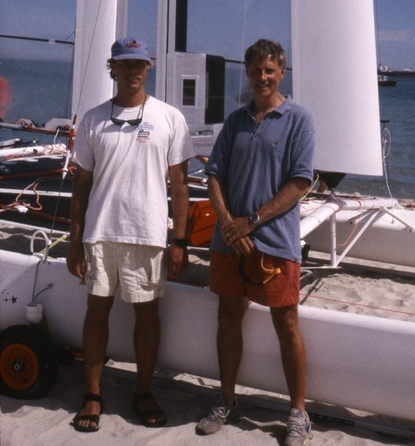 Duncan MacLane (right) consultant to Alinghi and member of the design team for Stars and Stripes (’87) and Cogito in 1996 with crew Erich Chase. © Richard Gladwell www.photosport.co.nz