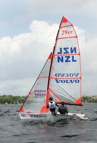 Paul Snow-Hansen and Blair Tuke srrated with a first, second and tenth on the opening day of the Boys Doublehanded event, to lie second overall. © onEdition http://www.onEdition.com