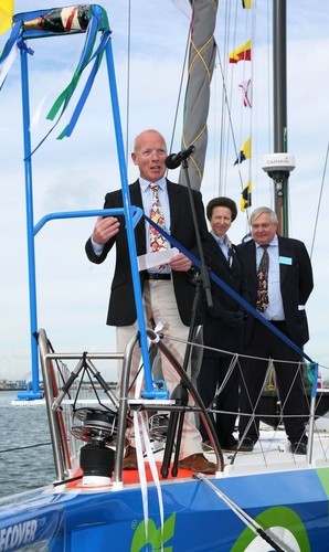 HRH The Princess Royal is shown around his new Open 60 Yacht, Ecover by skipper Mike Golding. © onEdition http://www.onEdition.com