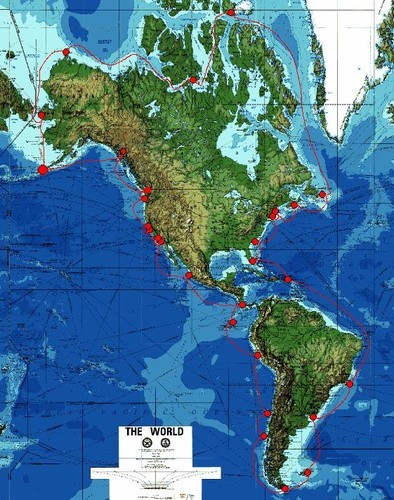 Around the Americas - planned Ports of Call © SW