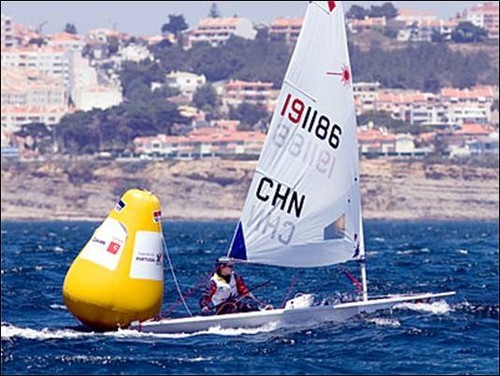 China’s Lijia Xu is points leader after two days of racing. Laser Radial World Championships in Cascais, part of the  ISAF Combined World Championships. ©  SW