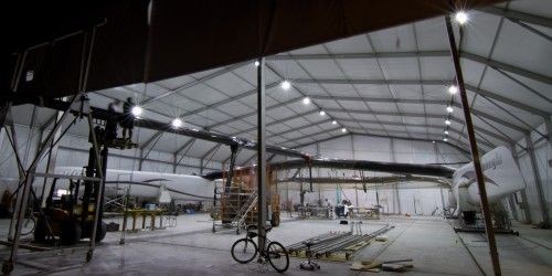 Alinghi 5 being modified in the shed in RAK - Javier Salinas / Alinghi © Alinghi Team www.alinghi.com