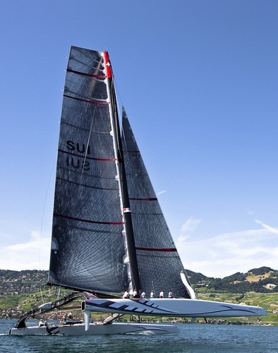 First sail for Alinghi 5 on Lake Geneva.<br />
 © Carlo Borlenghi/ Alinghi http://www.alinghi.com