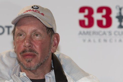 Larry Ellison at the Media Conference post the 33rd America’s Cup © Carlo Borlenghi/ Alinghi http://www.alinghi.com