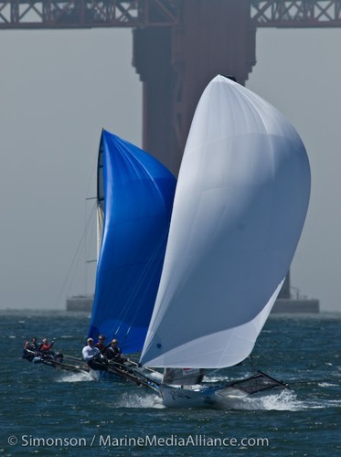 The 18ft skiffs will be featured at Pier 39, San Francisco  © Erik Simonson/ h2oshots.com