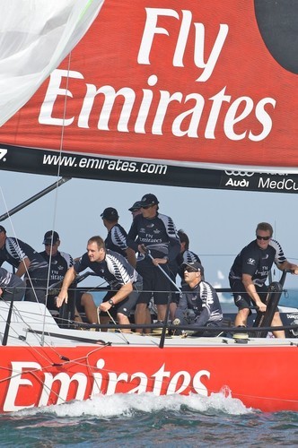 Emirates Team New Zealand NZL380 rounding the bottom mark in race eight, day four, Sardinia Trophy, Audi MedCup 24/7/2009 © Emirates Team New Zealand / Photo Chris Cameron ETNZ 