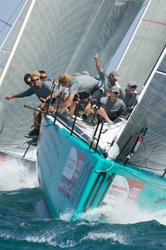 Quantum Racing,approaching the top mark in race eleven, day five, Sardinia Trophy, Audi MedCup  © Emirates Team New Zealand / Photo Chris Cameron ETNZ 