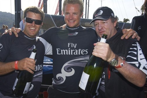 Emirates Team New Zealand’s long-time mentor, Matteo de Nora (right) celebrates winning the Caja Mediterra´neo Region of Murcia Trophy and the MedCup 2009.  © Emirates Team New Zealand / Photo Chris Cameron ETNZ 