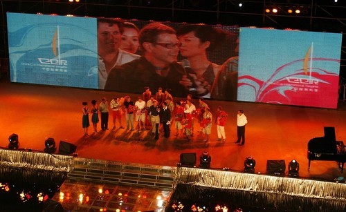 Ray Roberts and the Quantum Racing crew on stage to receive the China Cup.  China Cup International Regatta 2007 © Guy Nowell http://www.guynowell.com