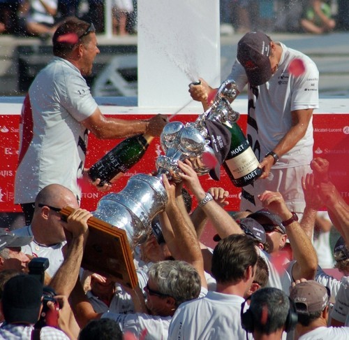 America’s Cup celebrations amongst the Alinghi crew © Valenciasailing.com http://www.valenciasailing.com