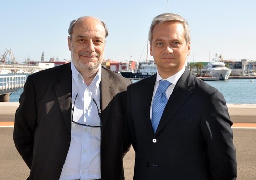 Lorenzo Rizzardi (left), president of Circolo Vela Gargnano, and Francesco de Leo, CEO of Green Comm Challenge. Valencia, 26 May 2009 when the team was attempting to become a multihull Challenger for the 33rd America’s Cup © Valenciasailing.com http://www.valenciasailing.com