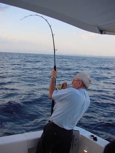 If he wasn’t building or racing boats, John Haines was perfectly happy with rod and reel, aboard a Haines Signature, of course. © Bob Wonders