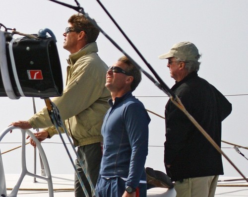 Magnitude 80’s watch captain Keith Kilpatrick, navigator Ernie Richau and owner/skipper Doug Baker are back this year for another shot at the LB-Cabo race record.   © Rick Roberts 
