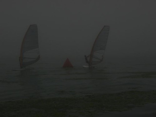 Weed, light wind, strong currents, fog, 30 meters Vis, 99% humidity, 19 deg c ... Bring it on! Sun burn not an issue! Qingdao June 2008 © Smiling Student