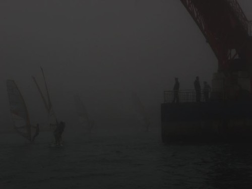 RS:X sailors returning home in the fog, Qingdao, June 2008 © Smiling Student