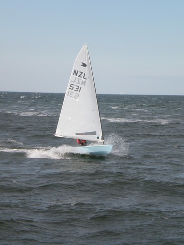 Karl Purdie sailing home from Race 3, <br />
OK Pre-Worlds 2008 Warnemunde, GER © NZ OK Dinghy Assoc