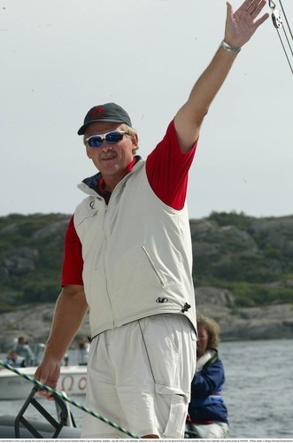 Great Britain`s Chris Law celebrates winning the 2003 Swedish Match Cup in Marstrand, Sweden. July 6th 2003. Law defeated Poland`s Karol Jablonski 3-2 in the final to win his second event on the Swedish Match Tour and a prize purse of €30`000  © Sergio Dionsio Oceanfashion pics