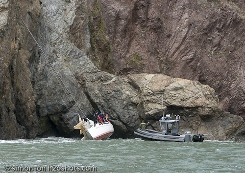 Savage Beauty on the rocks in San Francisco - Gets swung bow onto the swell © Erik Simonson/ h2oshots.com