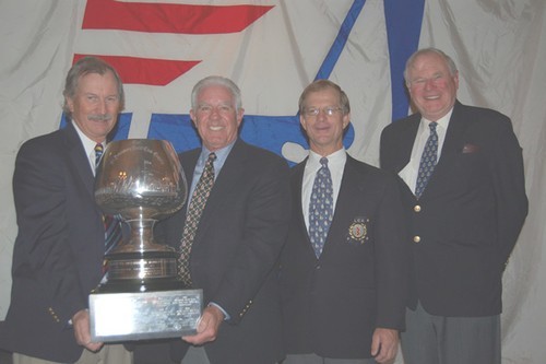 National Trophy for Excellence in Race Management (L to R) US Sailing President Jim Capron, Bob Birkenstock of St. Petersburg Yacht Club, Lightning Class President Steven Davis, and US Sailing Race Committee Chairman Robin Wallace Photo: US Sailing © Sail-World.com /AUS http://www.sail-world.com