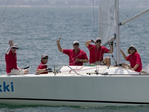 Ray Roberts and the Quantum Racing crew celebrate winning the Coronation Cup. Top of the Gulf Regatta 2009, Ocean Marina Yacht Club, Pattaya, Thailand © Guy Nowell http://www.guynowell.com
