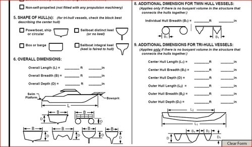 US Coastguard Application Form for Simplified Measurement - Extract - does not measure Load Waterline Length © SW