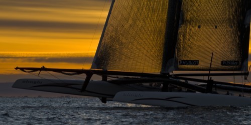 Alinghi 5 enjoys an evening sail in Valencia © Alinghi Team www.alinghi.com