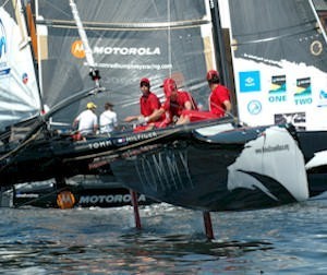 Motorola pounds up the track in Baltimore by: Andy Herbick © Volvo Extreme 40/ Ben Faber