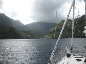 Nautilus arrives at Fatu Hiva, Marquesas - Solo circumnavigation by Ron Sim in his Bavaria 36 'Nautilus' photo copyright Ron Sim taken at  and featuring the  class